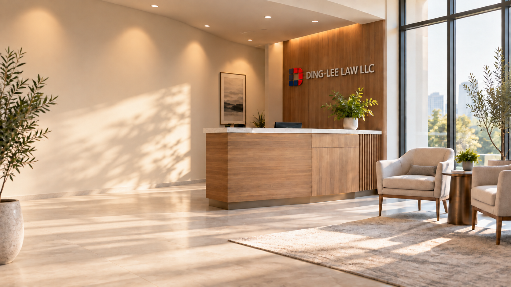 Illustrative welcoming reception area