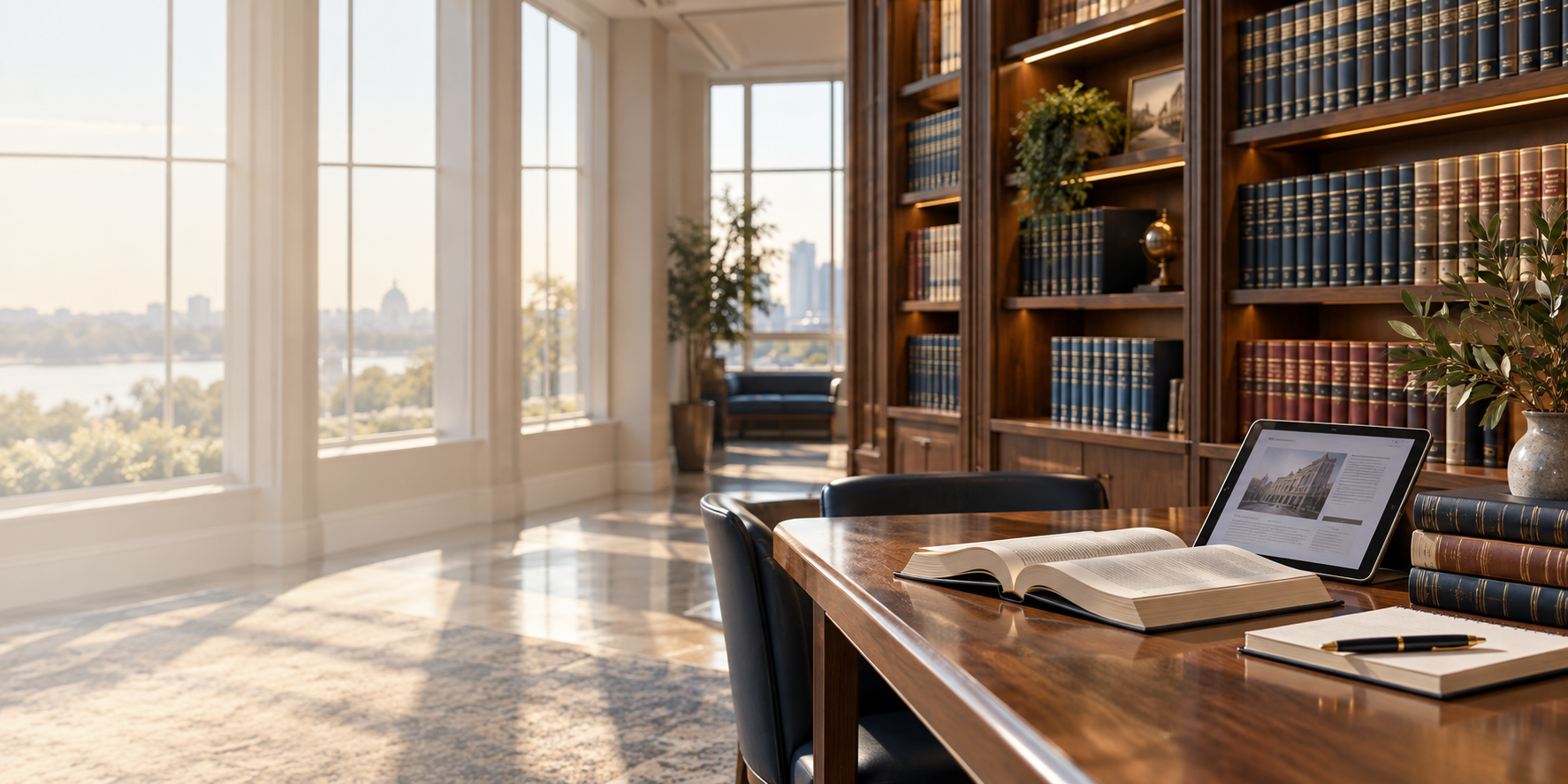 Books and research materials in a legal library
